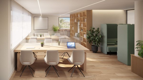 Wizualizacja: strefa coworkingu